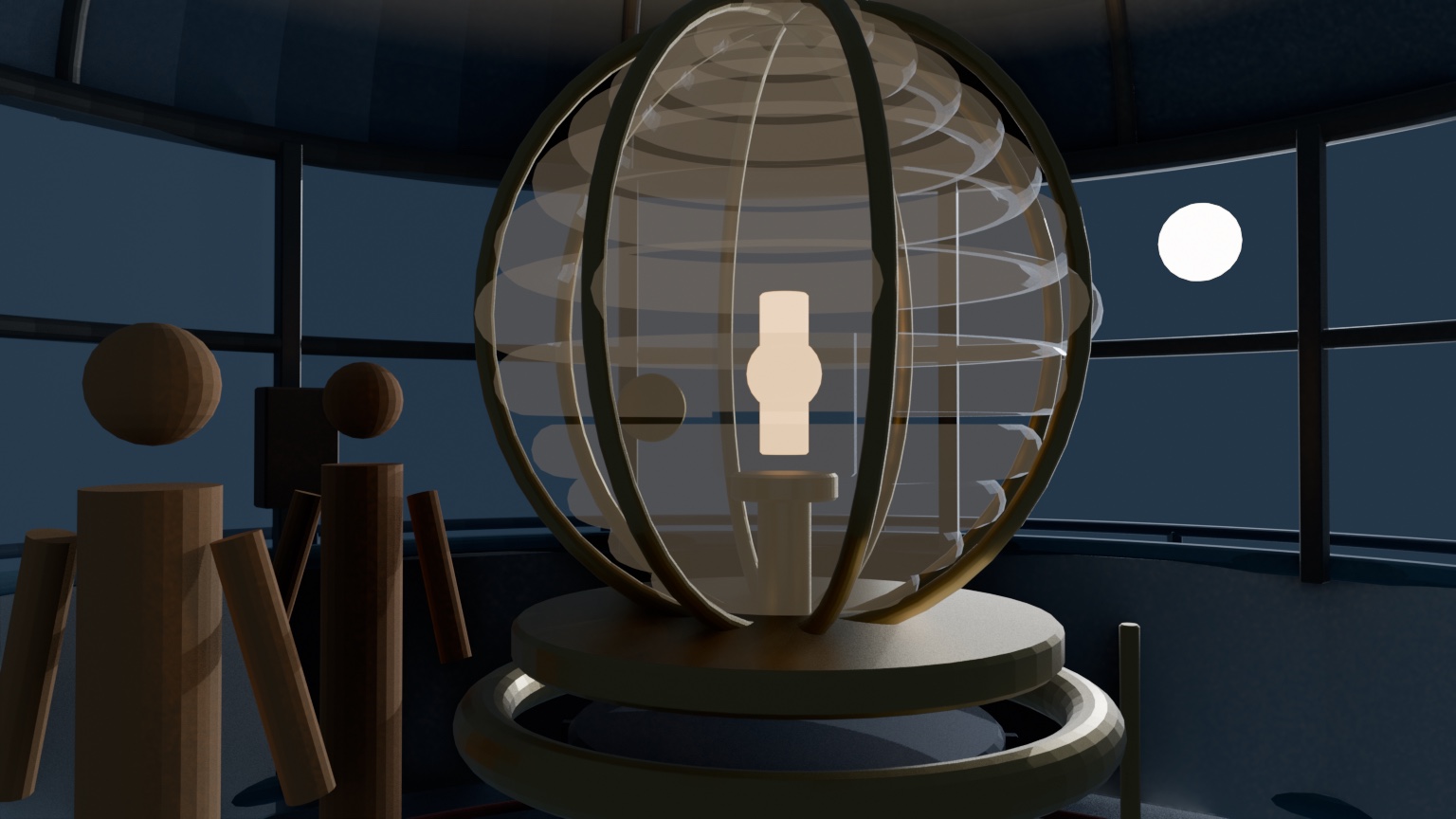 Blender blockout of the same lighthouse lamp room and camera